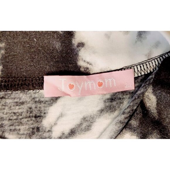 JoyMom Nursing Blouse Black White Tie Dye V-Neck Soft Knit Tunic Top Boho Sz 2XL - Picture 6 of 8